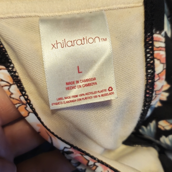 Flirty Floral Adjustable Cross Back Bikini Size L Blue, Pink and Black - Picture 3 of 3